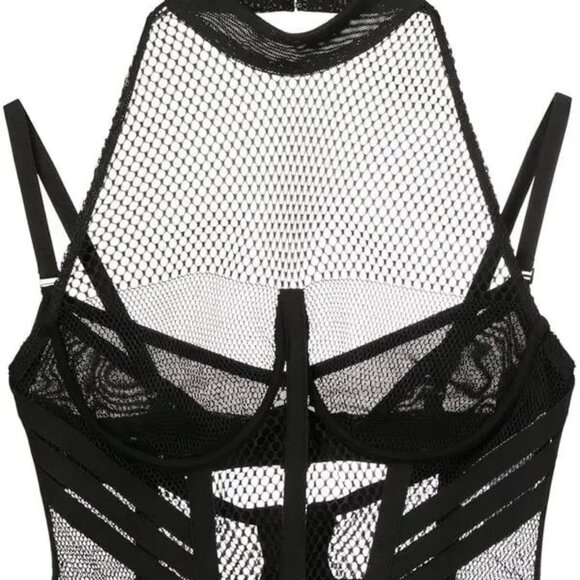 Dion Lee Net Lace Layered Top in Black mesh crop tank top corset - Picture 4 of 10